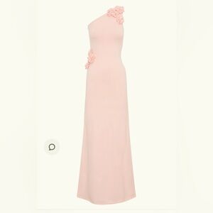 Meshki Baby Pink One-Shoulder Dress with Floral Details